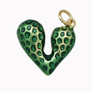 Copper Heart Pendant Green Painted Gold Plated, approx 17mm [FN43305]