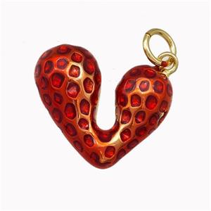 Copper Heart Pendant Red Painted Gold Plated, approx 17mm [FN43306]