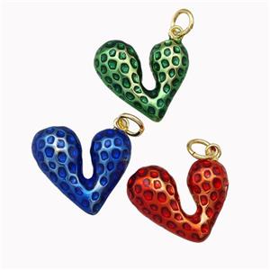Copper Heart Pendant Painted Gold Plated Mixed, approx 17mm [FN43307]
