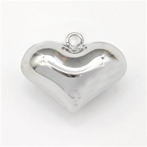 Copper Heart Pendant Hollow Platinum Plated, approx 14-20mm [FN43323]