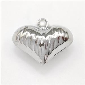 Copper Heart Pendant Hollow Platinum Plated, approx 14-20mm [FN43325]