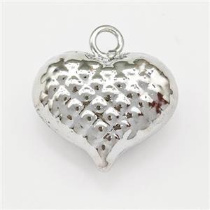 Copper Heart Pendant Hollow Platinum Plated, approx 17-20mm [FN43327]