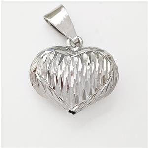 Copper Heart Pendant Hollow Platinum Plated, approx 16-20mm [FN43329]