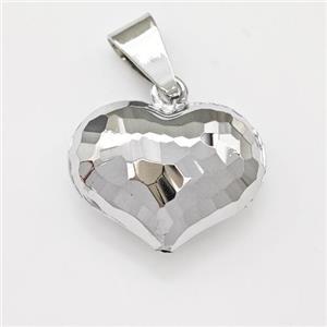 Copper Heart Pendant Hollow Platinum Plated, approx 16-20mm [FN43331]