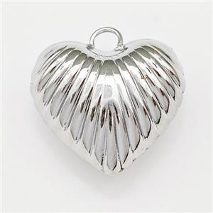 Copper Heart Pendant Hollow Platinum Plated, approx 18-20mm [FN43333]