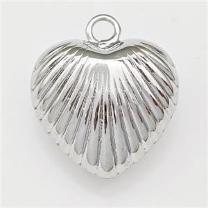 Copper Heart Pendant Hollow Platinum Plated, approx 21mm [FN43335]