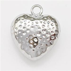 Copper Heart Pendant Hollow Platinum Plated, approx 21mm [FN43337]