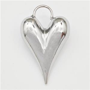 Copper Heart Pendant Hollow Platinum Plated, approx 20-28mm [FN43341-S]