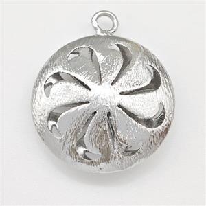 Hot Wheels Charms Copper Coin Pendant Brushed Platinum Plated, approx 20mm [FN43343]