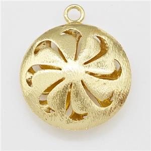 Hot Wheels Charms Copper Coin Pendant Brushed Gold Plated, approx 20mm [FN43344]