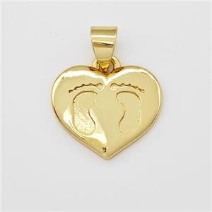 Copper Heart Pendant Footprints Gold Plated, approx 15mm [FN43348]