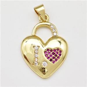 Copper Heart Pendant Micro Pave Zirconia Gold Plated, approx 16-20mm [FN43352]
