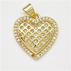 Copper Heart Pendant Micro Pave Zirconia Gold Plated, approx 17mm [FN43353]