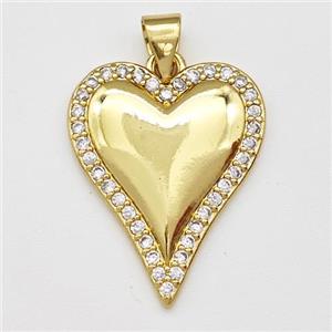 Copper Heart Pendant Micro Pave Zirconia Gold Plated, approx 18-22mm [FN43355]