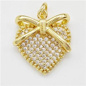 Copper Heart Pendant Micro Pave Zirconia Gold Plated, approx 18-20mm [FN43356]