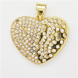 Copper Heart Pendant Micro Pave Zirconia Gold Plated, approx 16-20mm [FN43358]