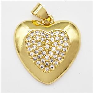 Copper Heart Pendant Micro Pave Zirconia Gold Plated, approx 20mm [FN43361]