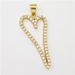 Copper Heart Pendant Micro Pave Zirconia Gold Plated, approx 14-30mm [FN43362]
