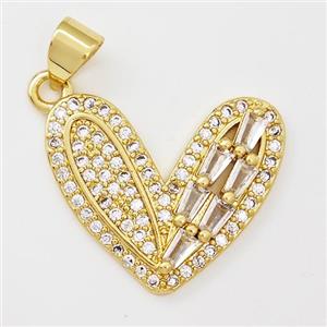 Copper Heart Pendant Micro Pave Zirconia Gold Plated, approx 17-20mm [FN43363]
