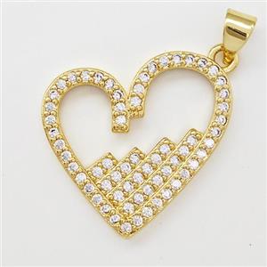 Copper Heart Pendant Micro Pave Zirconia Gold Plated, approx 20-22mm [FN43364]
