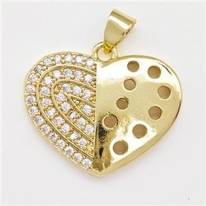 Copper Heart Pendant Micro Pave Zirconia Gold Plated, approx 18-22mm [FN43365]