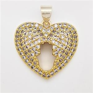 Copper Heart Pendant Micro Pave Zirconia Hand Gold Plated, approx 19mm [FN43372]