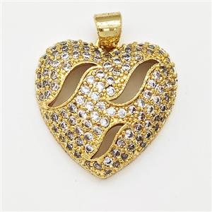 Copper Heart Pendant Micro Pave Zirconia Gold Plated, approx 19mm [FN43382]