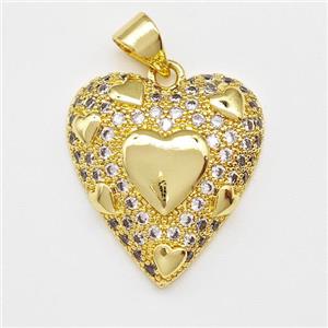 Copper Heart Pendant Micro Pave Zirconia Gold Plated, approx 18-20mm [FN43388]