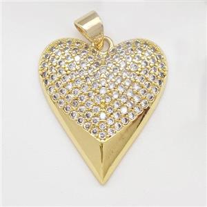 Copper Heart Pendant Micro Pave Zirconia Gold Plated, approx 20-22mm [FN43390]