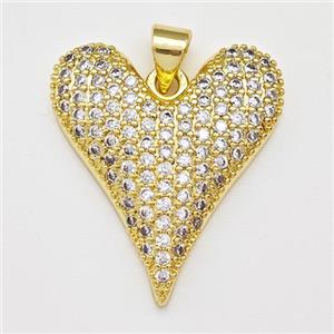 Copper Heart Pendant Micro Pave Zirconia Gold Plated, approx 22-24mm [FN43392]