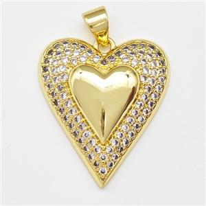 Copper Heart Pendant Micro Pave Zirconia Gold Plated, approx 20-23mm [FN43394]