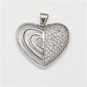 Copper Heart Pendant Micro Pave Zirconia Platinum Plated, approx 20-23mm [FN43399]