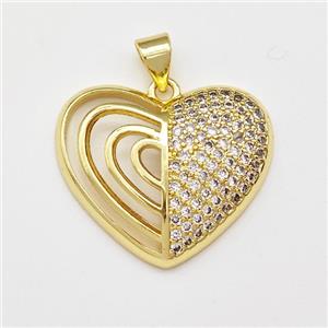 Copper Heart Pendant Micro Pave Zirconia Gold Plated, approx 20-23mm [FN43400]