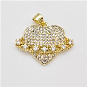 Copper Heart Pendant Micro Pave Zirconia Gold Plated, approx 18-25mm [FN43402]