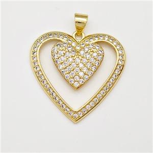Copper Heart Pendant Micro Pave Zirconia Gold Plated, approx 26mm [FN43416]