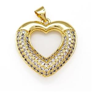Copper Heart Pendant Micro Pave Zirconia Gold Plated, approx 22mm [FN43420]