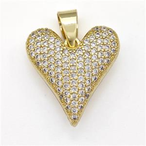 Copper Heart Pendant Micro Pave Zirconia Gold Plated, approx 19-20mm [FN43426]