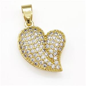 Copper Heart Pendant Micro Pave Zirconia Gold Plated, approx 18-19mm [FN43428]