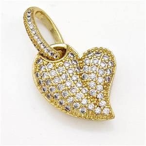 Copper Heart Pendant Micro Pave Zirconia Gold Plated, approx 18-19mm, 9-14mm [FN43430]