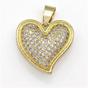 Copper Heart Pendant Micro Pave Zirconia Gold Plated, approx 20mm [FN43432]