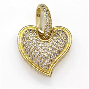 Copper Heart Pendant Micro Pave Zirconia Gold Plated, approx 20mm, 9-14mm [FN43434]