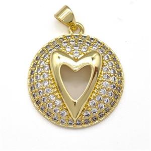 Copper Heart Pendant Micro Pave Zirconia Gold Plated, approx 22mm [FN43440]