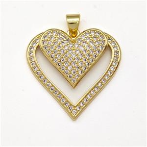 Copper Heart Pendant Micro Pave Zirconia Gold Plated, approx 25mm [FN43442]