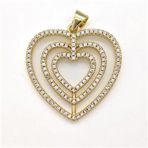 Copper Heart Pendant Micro Pave Zirconia Gold Plated, approx 25mm [FN43448]
