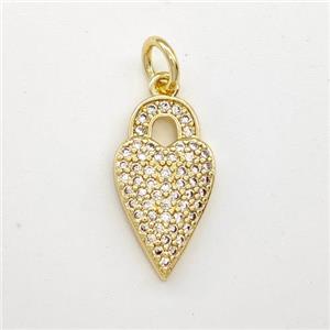 Copper Heart Pendant Micro Pave Zirconia Gold Plated, approx 9-16mm [FN43449]