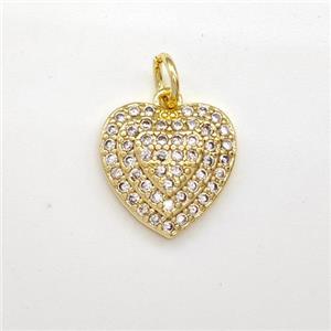 Copper Heart Pendant Micro Pave Zirconia Gold Plated, approx 12.5mm [FN43450]