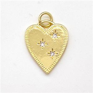 Copper Heart Pendant Micro Pave Zirconia Gold Plated, approx 14-16mm [FN43452]