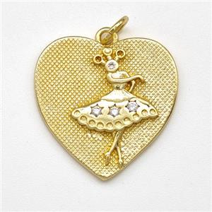 Copper Heart Pendant Micro Pave Zirconia Beauty Gold Plated, approx 19mm [FN43457]