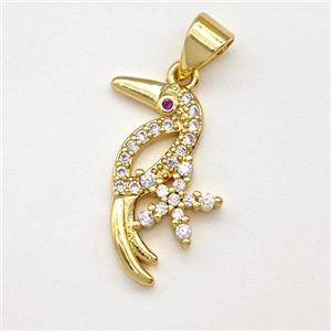 Copper Birds Pendant Micro Pave Zirconia Gold Plated, approx 10-18mm [FN43460]