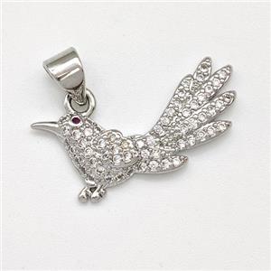 Copper Birds Pendant Micro Pave Zirconia Platinum Plated, approx 10-22mm [FN43462]